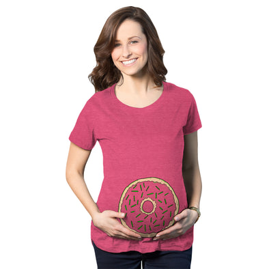Womens Pregnancy Donut Baby Bump Cute Maternity Announcement Funny T Shirt