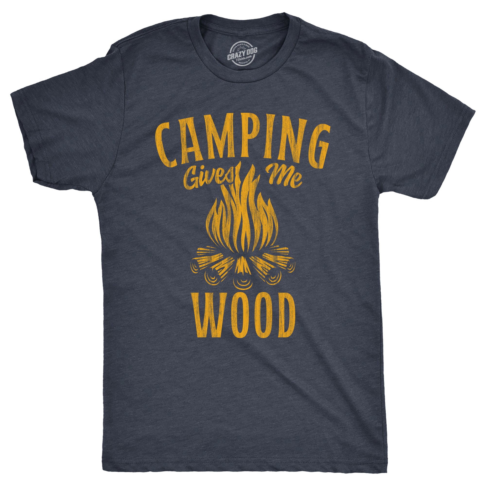 Mens Camping Gives Me Wood T Shirt Funny Sarcastic Sexual Camp Fire Jo