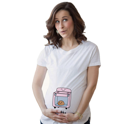 Maternity Bun In The Oven T shirt Funny Pregnancy Announcement New Baby Tee