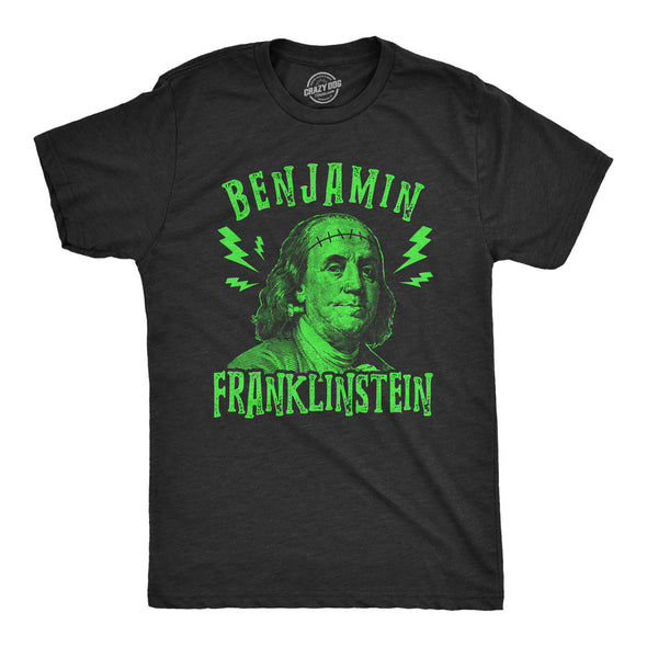 Mens Benjamin Franklinstein Tshirt Funny Halloween Frankenstein Ben Franklin USA Graphic Tee