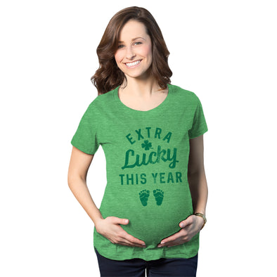 Maternity Extra Lucky This Year Tshirt Funny St Patricks Day Parade Novelty Pregnancy Tee