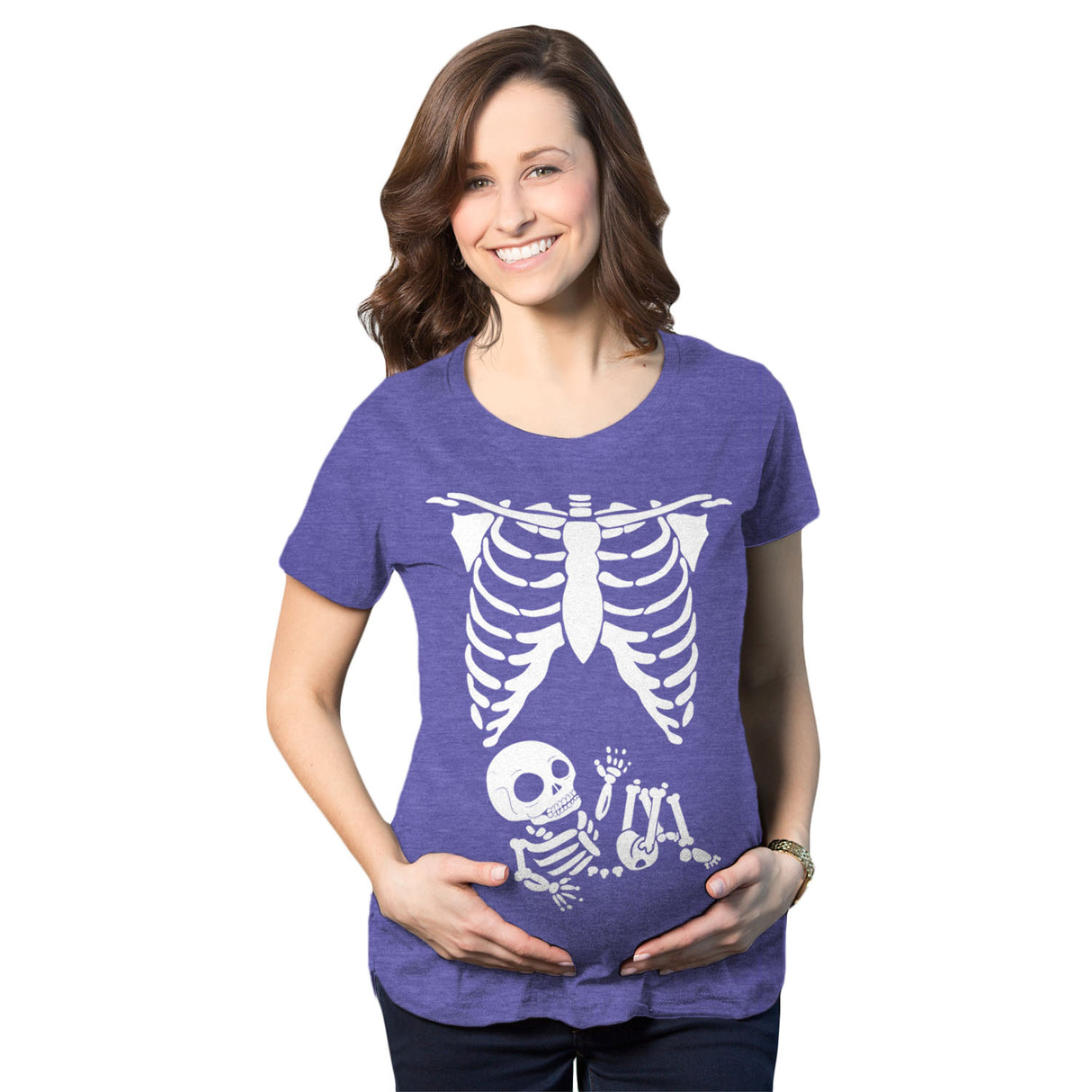 Maternity Skeleton Baby T Shirt Funny Cute Pregnancy Halloween Tee Announcement