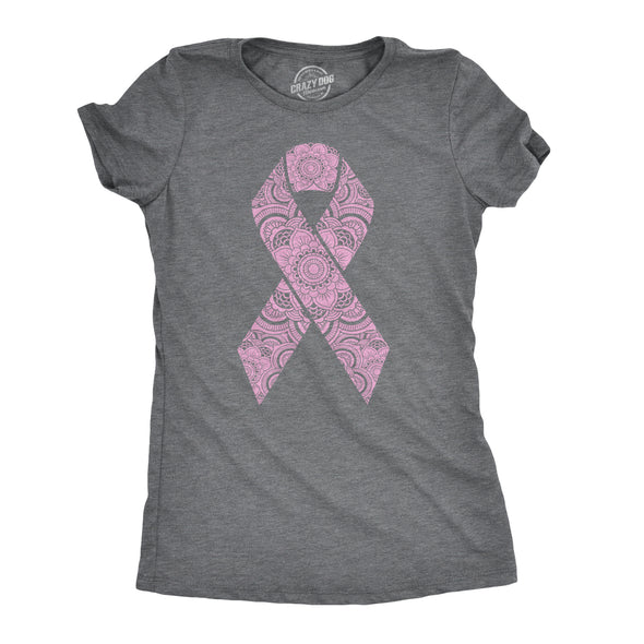 Womens Floral Breast Cancer Ribbon Awareness Survivor T shirt