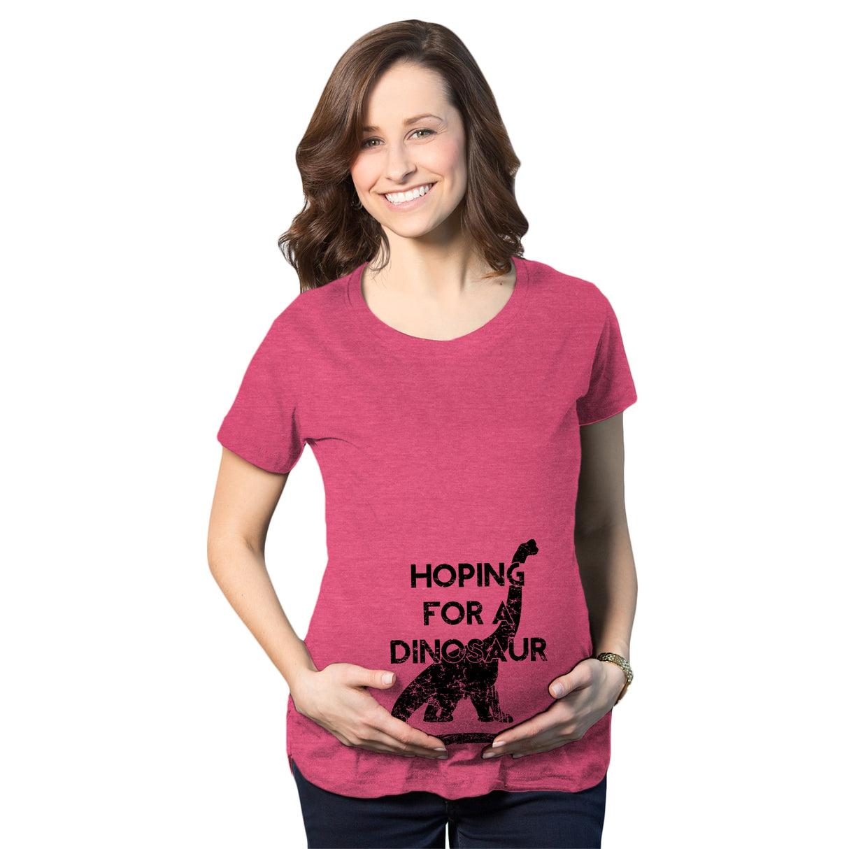 Maternity Hoping For a Dinosaur Funny Baby Pregnancy Announcement T shirt