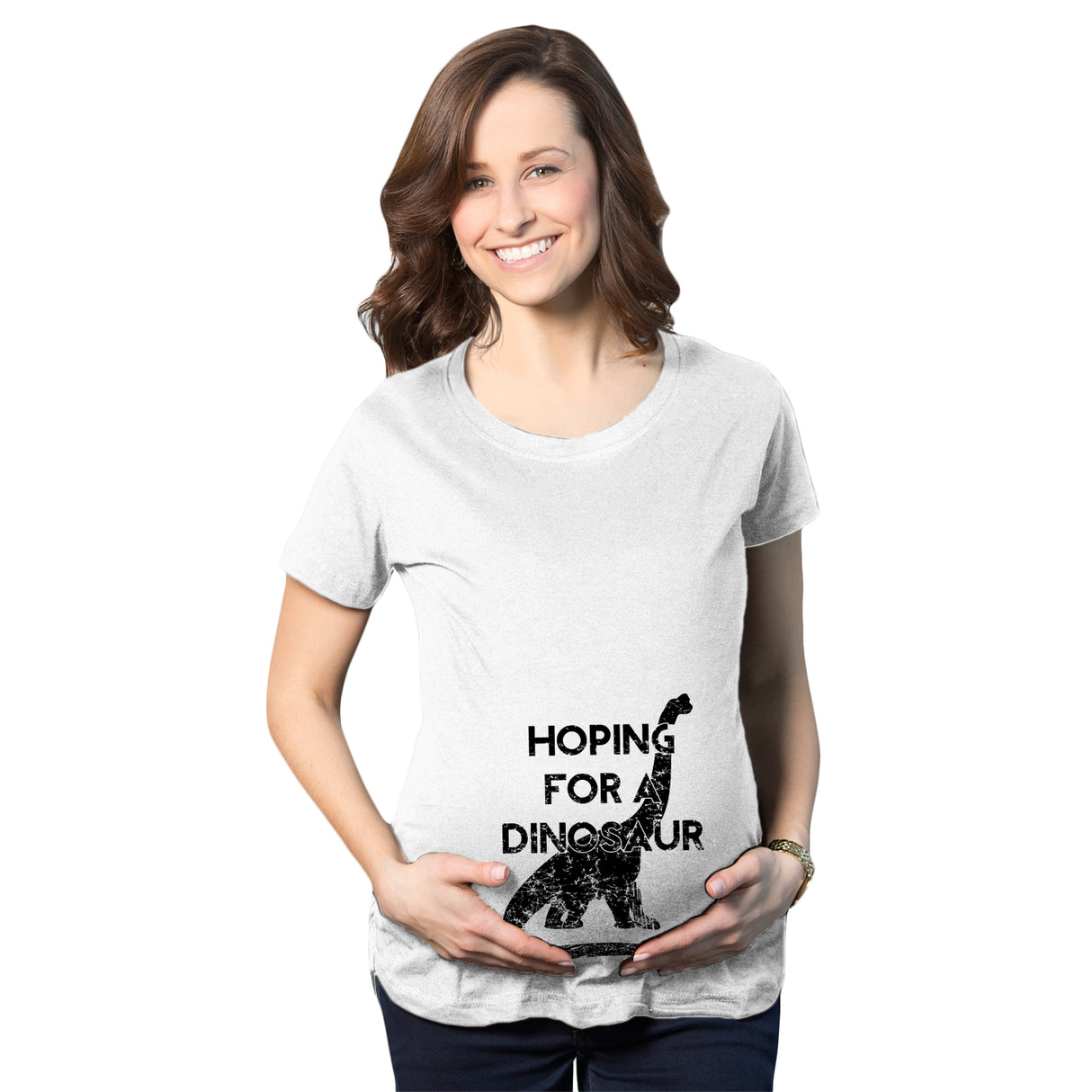 Maternity Hoping For a Dinosaur Funny Baby Pregnancy Announcement T shirt