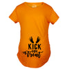 Maternity Kick Or Treat Tshirt Funny Halloween Pregnancy Announcement Tee