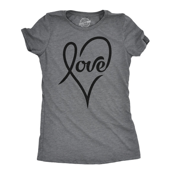 Womens Love Love Love Tshirt Cute Hearts Valentines Day Graphic Novelty Tee For Ladies