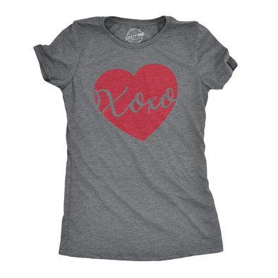 Womens Xoxo Script Heart Cute Valentines Day Graphic Tee for Ladies Funny Saying