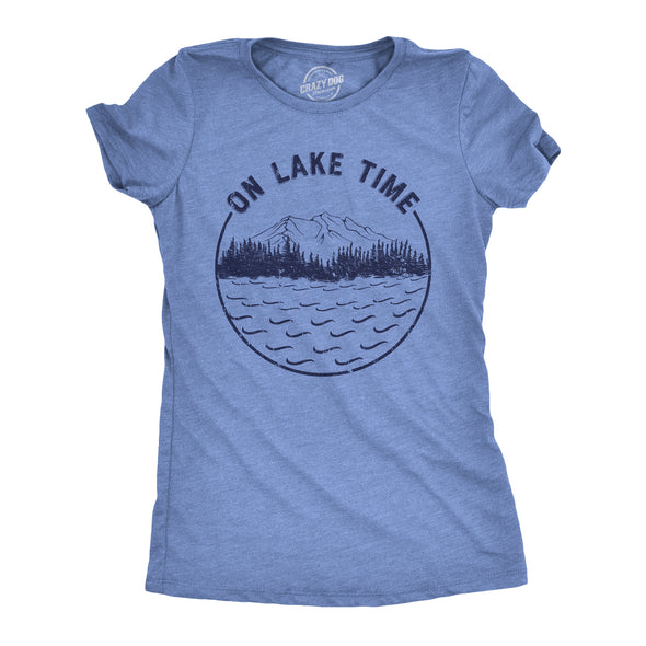 Womens On Lake Time Tshirt Funny Summer Vacation Outdoors Tee For Ladies