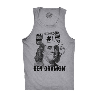 Mens Fitness Tank Ben Drankin Tanktop Funny 4th Of July Patriotic Beer Tee For Guys