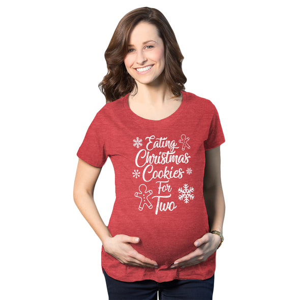 Maternity Eating Cookies For Two Pregnancy T shirt Cute Christmas Announcement