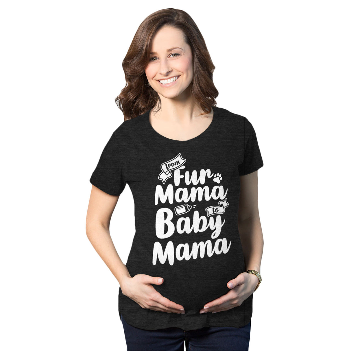 Maternity From Fur Mama To Baby Mama Tshirt Cute Pet Dog Pregnancy Tee