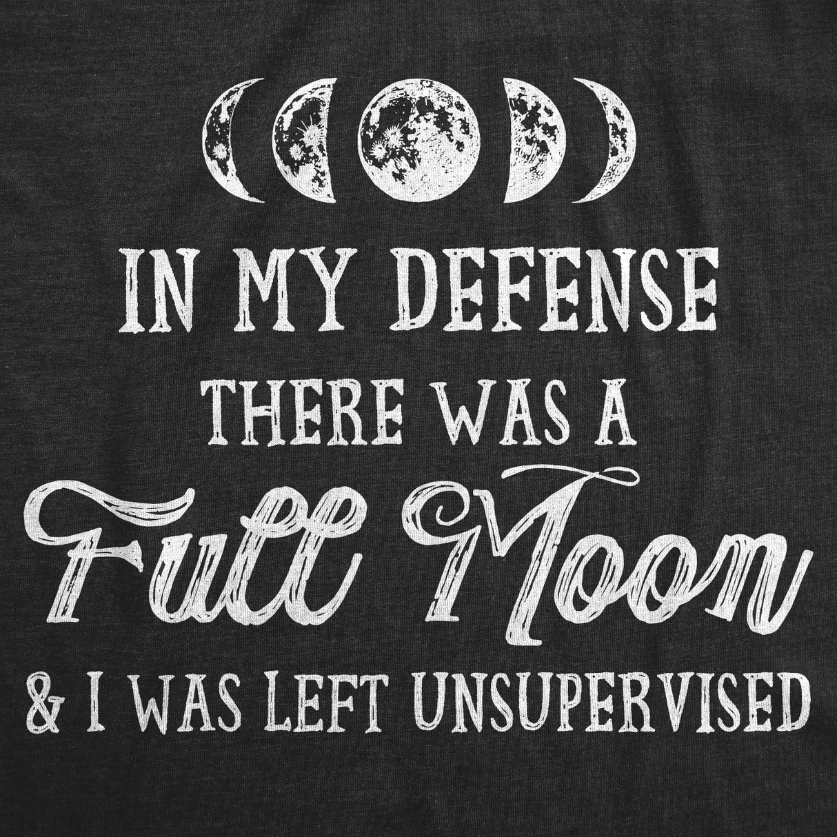 Womens In My Defense There Was A Full Moon And I Was Left Unsupervised Tshirt