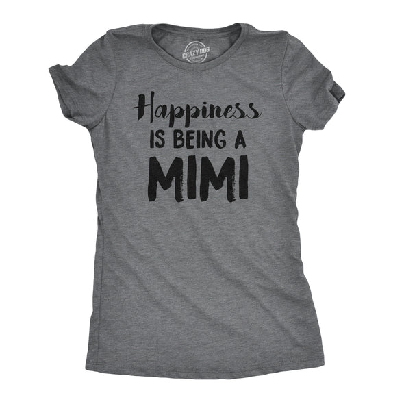Womens Happiness Is Being A Mimi Tshirt Cute Family Grandparent Tee For Ladies