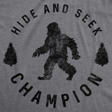 Womens Hide And Seek Champion T shirt Funny Bigfoot Sasquatch Vintage Graphic