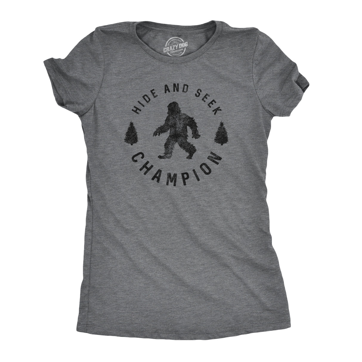 Womens Hide And Seek Champion T shirt Funny Bigfoot Sasquatch Vintage Graphic