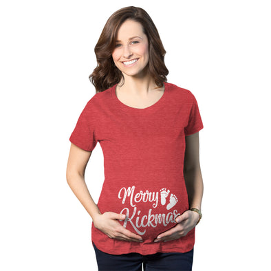 Maternity Merry Kickmas Pregnancy Tshirt Cute Christmas Tee