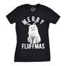 Womens Merry Fluffmas Tshirt Funny Christmas Cat Tee