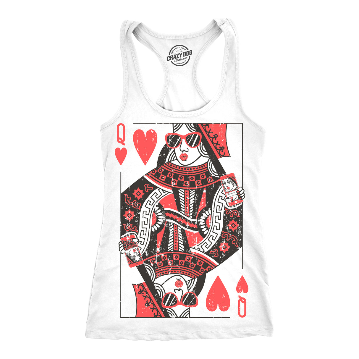 Womens Tank Queen Of Hearts Tanktop Funny Vintage Graphic Cute T shirt Ladies