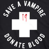 Womens Save A Vampire Donate Blood Tshirt Funny Sarcastic Halloween Night Tee