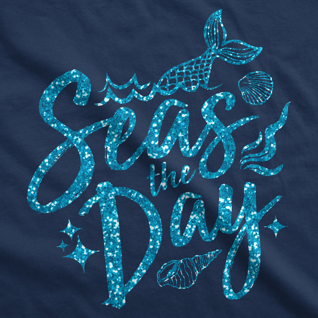 Womens Tank Seas The Day Tanktop Cute Mermaid Summer Tee For Ladies Glitter Print