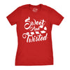 Womens Sweet And Twisted Tshirt Cute Funny Candycane Christmas Tee For Ladies