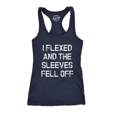 Womens I Flexed and the Sleeves Fell Off Tank Top Funny Sleeveless Workout Tee