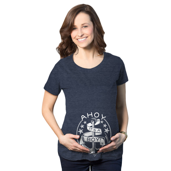 Maternity Ahoy it's a Boy Tshirt Cute Nautical Pregnancy Tee