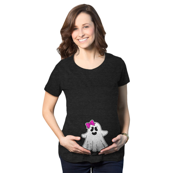 Maternity Baby Girl Ghost Pregnancy Tshirt Cute Funny Halloween Costume Tee