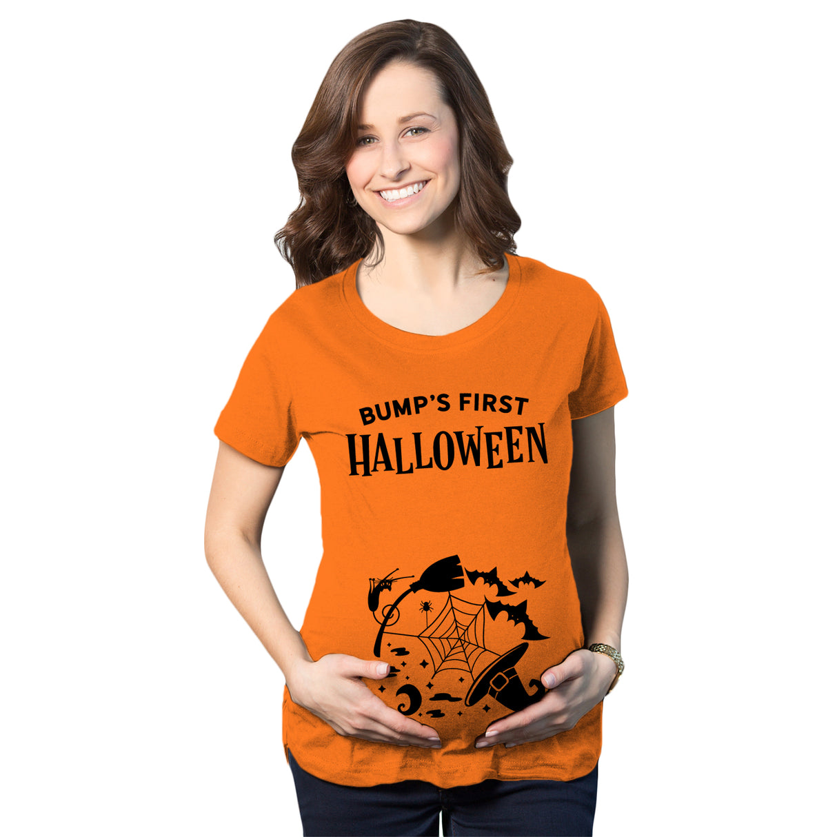 Maternity Bumps First Halloween Pregnancy Tshirt Spooky October Tee For Ladies