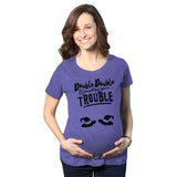 Maternity Double Double Were In Trouble Tshirt Funny Halloween Twins Tee