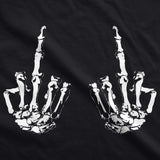 Womens Flipping The Bones Funny Skeleton Hands Middle Finger Halloween Tshirt