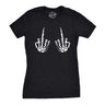 Womens Flipping The Bones Funny Skeleton Hands Middle Finger Halloween Tshirt