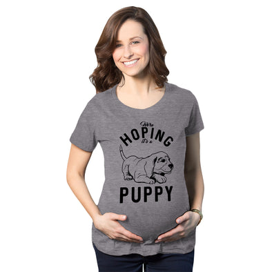 Maternity Hoping Its A Puppy T shirt Funny Sarcastic Pregnancy Announcement Tee