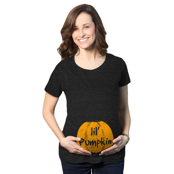 Maternity Lil Pumpkin Pregnancy Fall Baby Halloween Cute T-Shirt