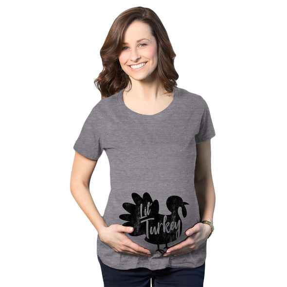 Maternity Lil Turkey Tshirt Funny Thanksgiving Pregnancy Tee