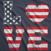 Womens Love American Flag Tshirt Cute Patriotic Red White and Blue Tee