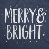 Womens Merry And Bright Tshirt Cute Christmas Carol Holiday Party Tee