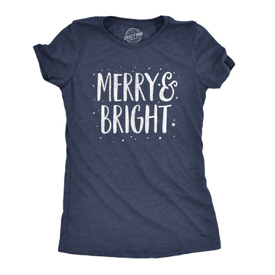 Womens Merry And Bright Tshirt Cute Christmas Carol Holiday Party Tee