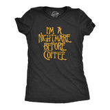 Womens I'm A Nightmare Before Coffee Tshirt Funny Christmas Movie Tee