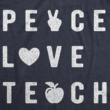 Womens Peace Love Teach Tshirt Funny Elementary High School Teacher Appreciation Tee