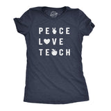 Womens Peace Love Teach Tshirt Funny Elementary High School Teacher Appreciation Tee