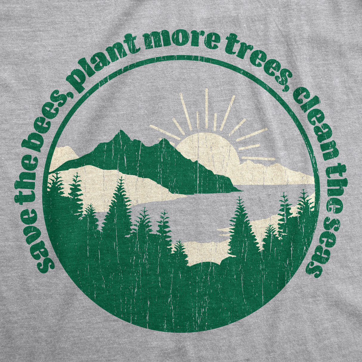 Womens Save The Bees Plant More Trees Calm The Seas T Shirt Funny Earth Day Tee