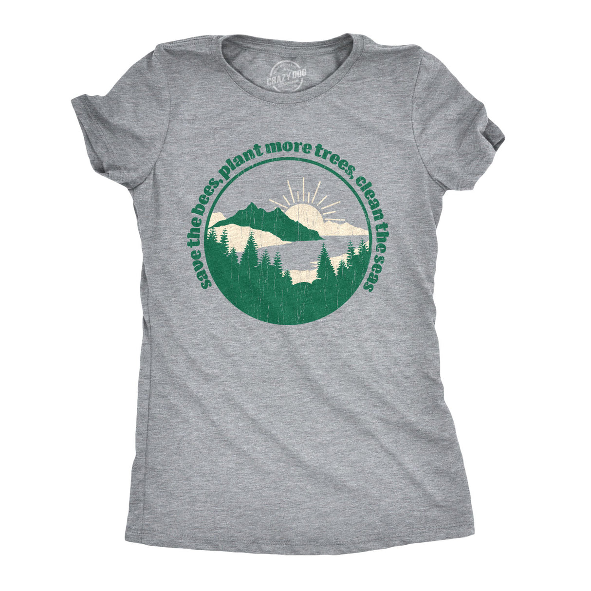 Womens Save The Bees Plant More Trees Calm The Seas T Shirt Funny Earth Day Tee