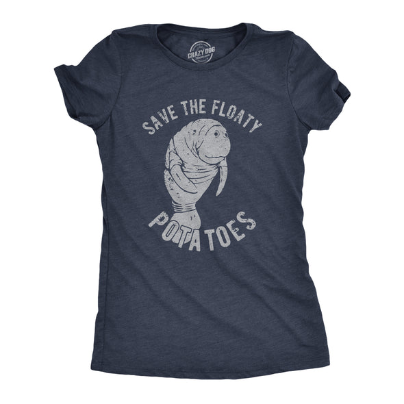 Womens Save The Floaty Potatoes Tshirt Funny Manatee Conservation Tee