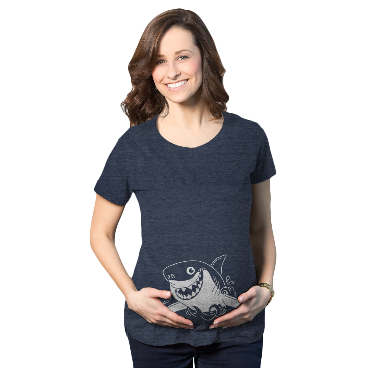 Maternity Smiling Shark Tshirt Funny Occean Fish Vacation Tee