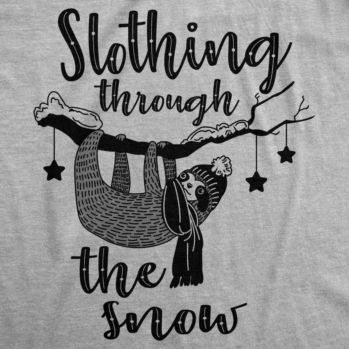 Womens Slothing Through The Snow Tshirt Funny Christmas Carol Sloth Tee