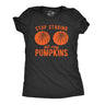 Womens Stop Staring At My Pumpkins Tshirt Funny Halloween Boobs Tee