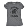 Womens Stop Staring At My Breasts Tshirt Funny Thanksgiving Turkey Dinner Tee