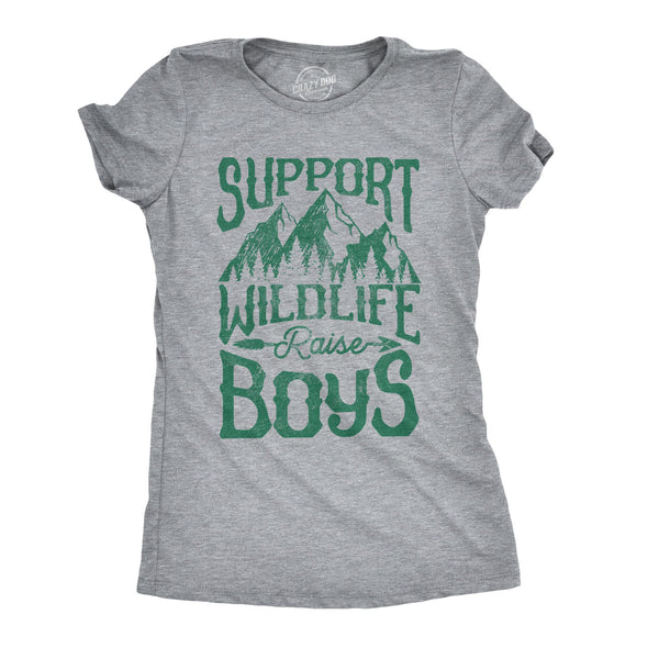 Womens Support Wildlife Raise Boys Tshirt Funny Parenting Tee